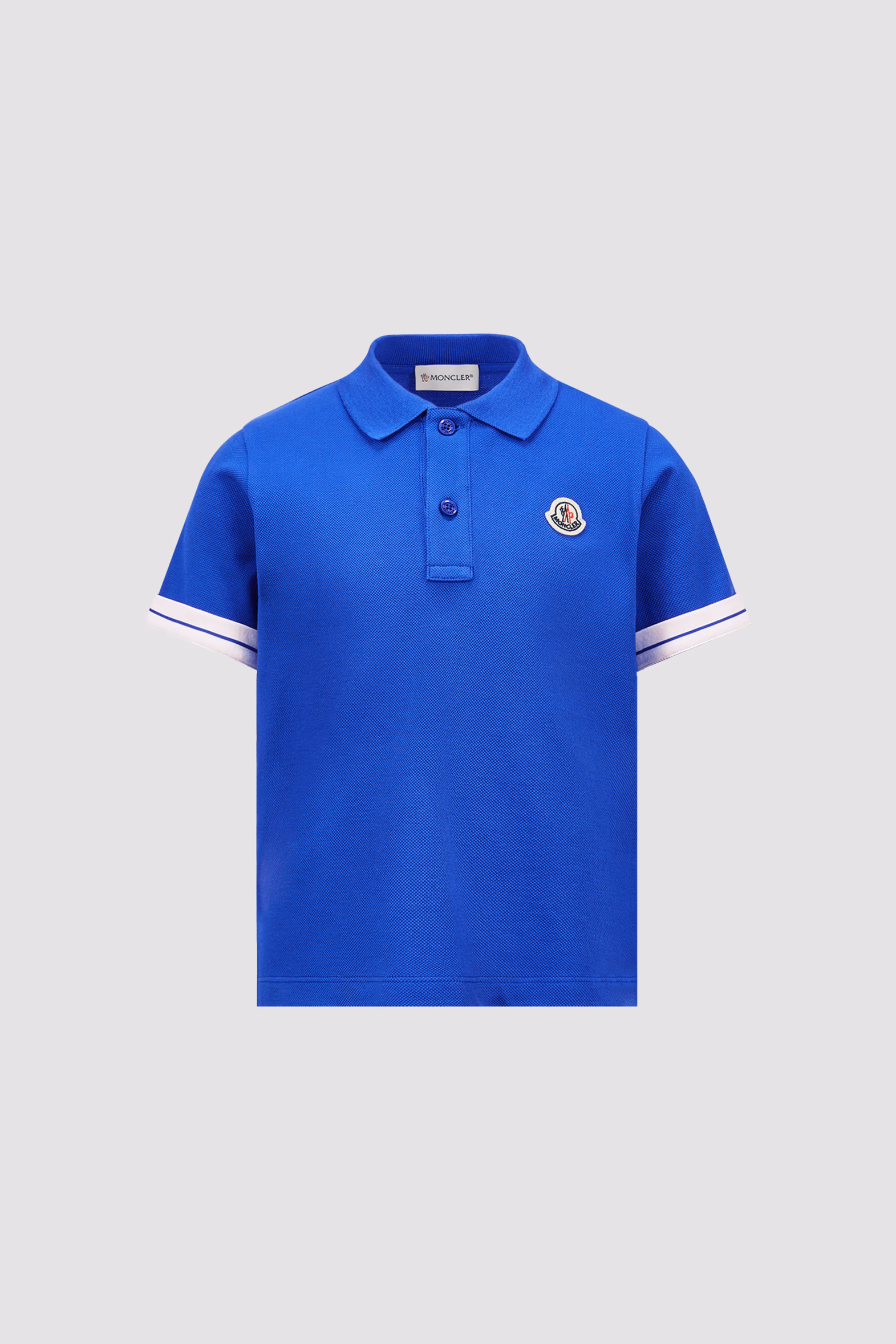 Logo Patch Cotton Piquet Polo Shirt Boy Electric Blue Moncler 0